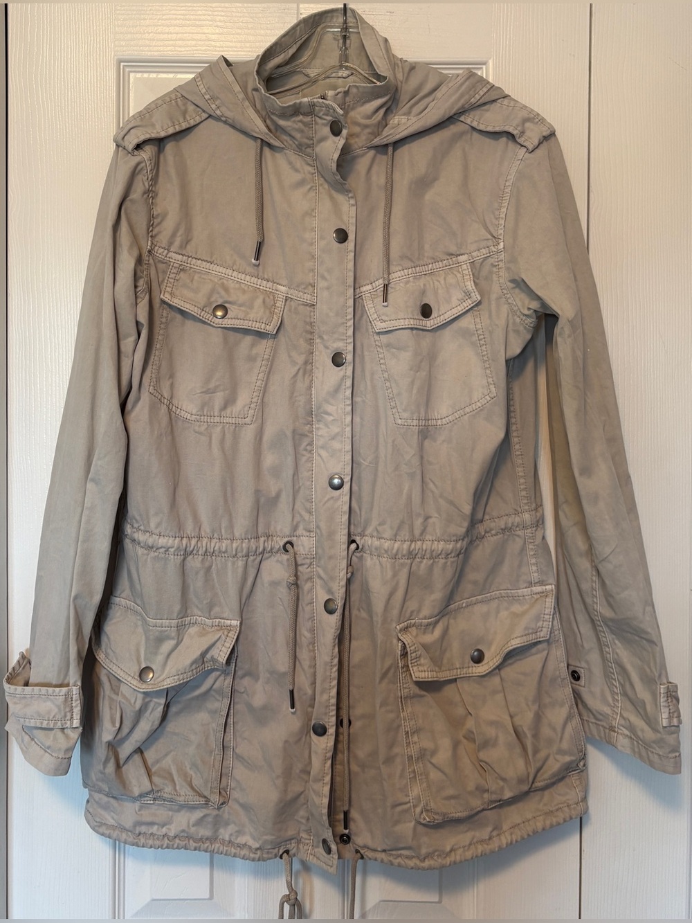 Aritzia Talula Trooper Utility Jacket Warm Sand Beige Hooded Small S